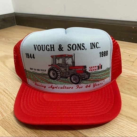 Vintage Trucker Hat Farm Tractor Snap Back Red Case Harvester - Picture 3 of 9